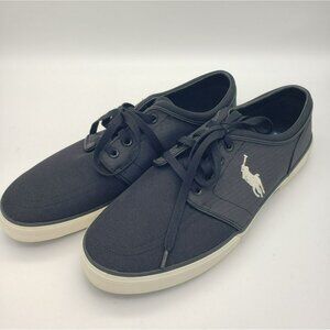 POLO Ralph Lauren Sneakers, Faxon Low Top, Black, Men's 11.5 D, Canvas Boat Shoe